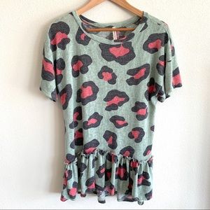 Coco Kelly Ruffle Animal Print Top